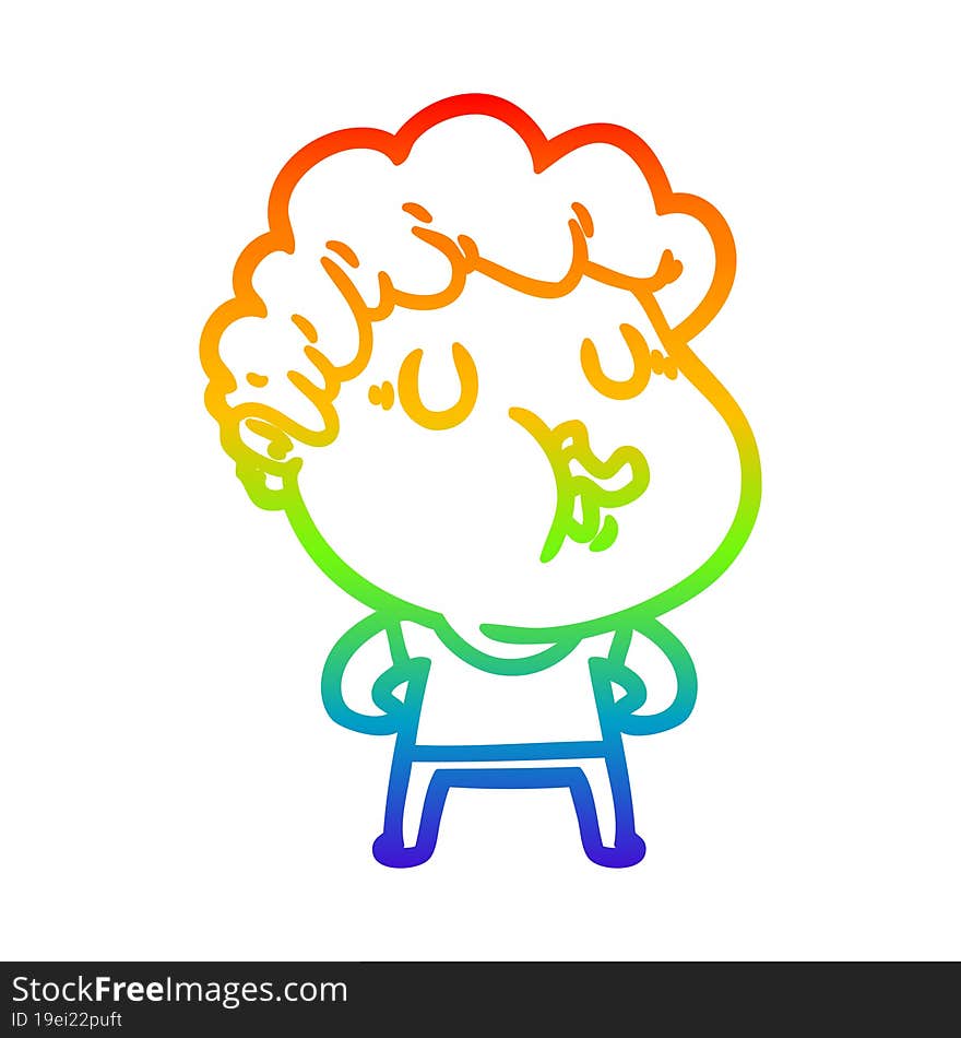 rainbow gradient line drawing of a cartoon man pulling face