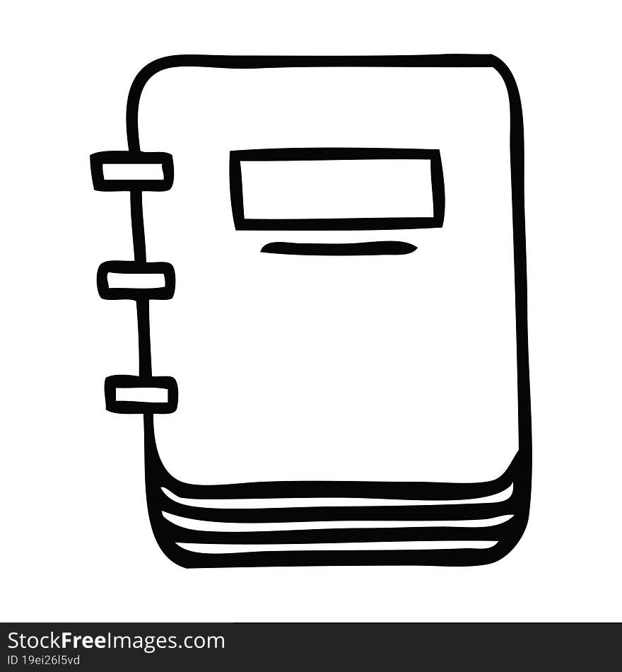 line drawing cartoon of a note book