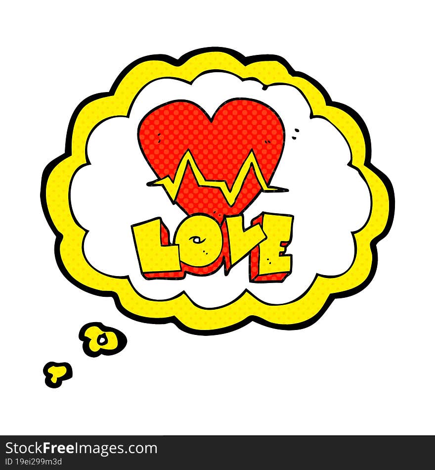 freehand drawn thought bubble cartoon heart rate pulse love symbol