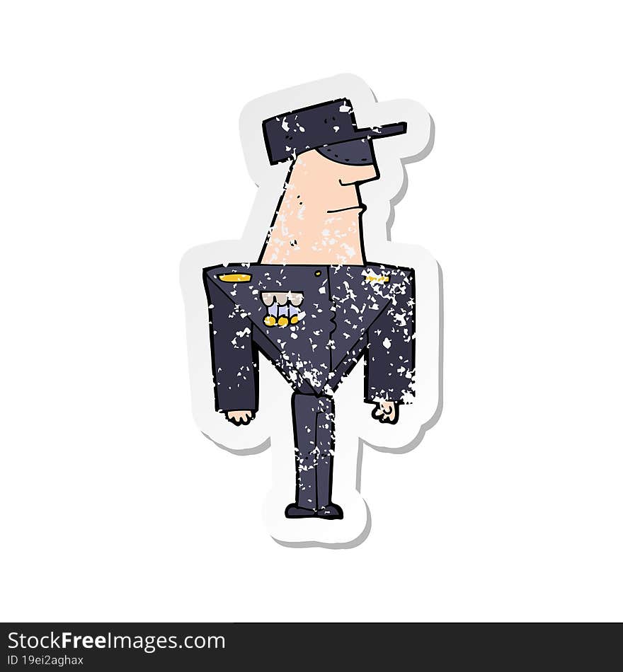 Retro Distressed Sticker Of A Cartoon Guard