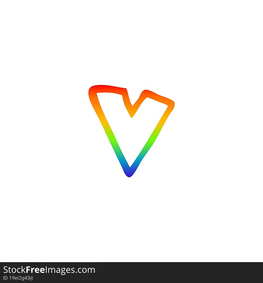 rainbow gradient line drawing cartoon letter;v