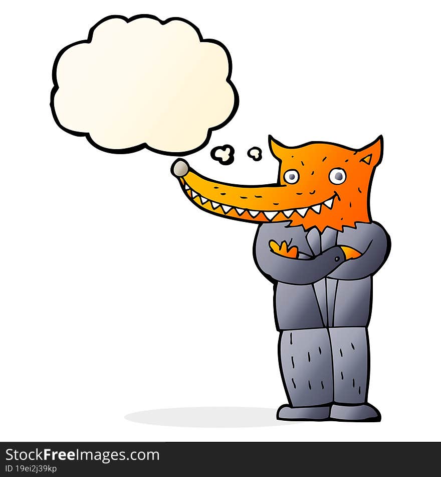 Cartoon Fox Man With Thought Bubble