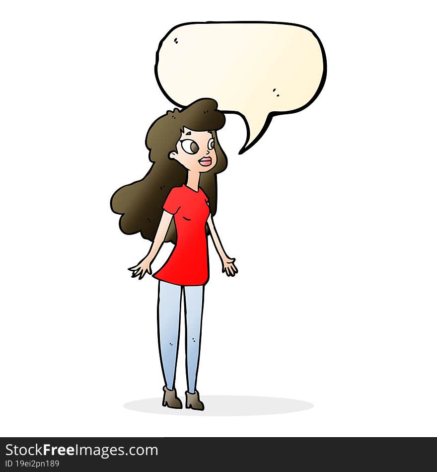 cartoon pretty girl with speech bubble