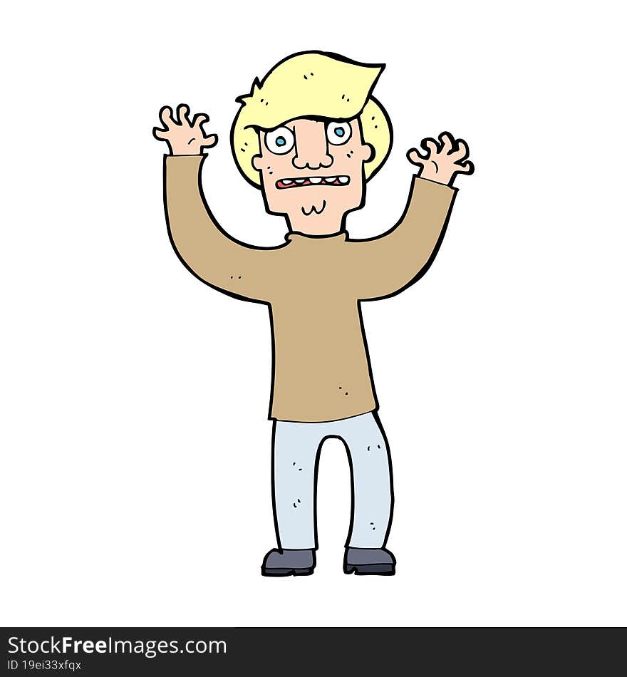 cartoon terrified man