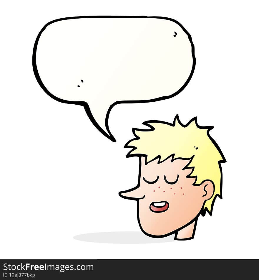 cartoon happy boy face with speech bubble