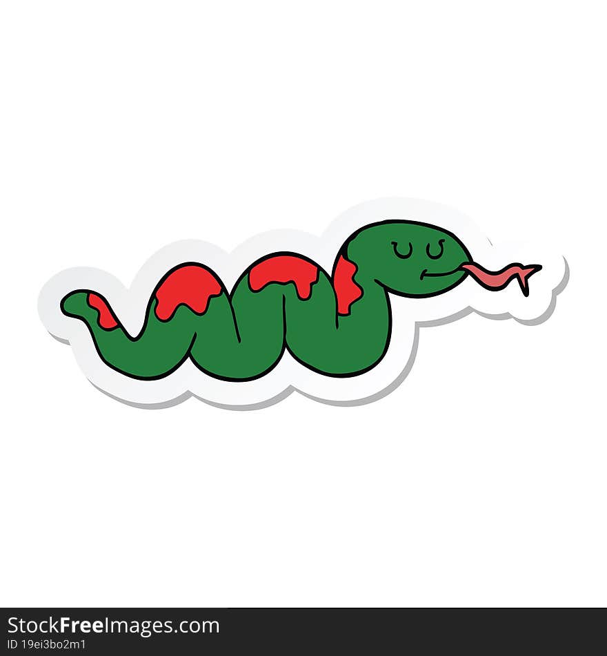 Sticker Of A Cartoon Snake