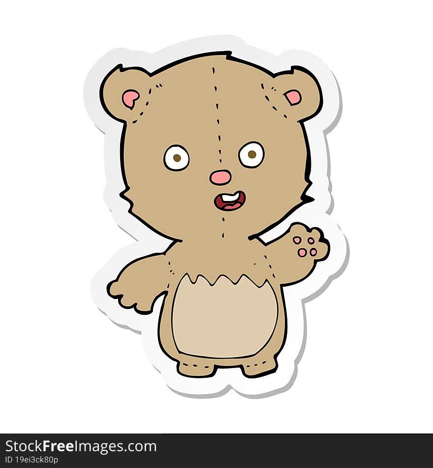 sticker of a cartoon teddy bear