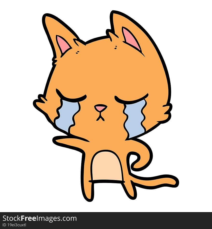 crying cartoon cat pointing. crying cartoon cat pointing