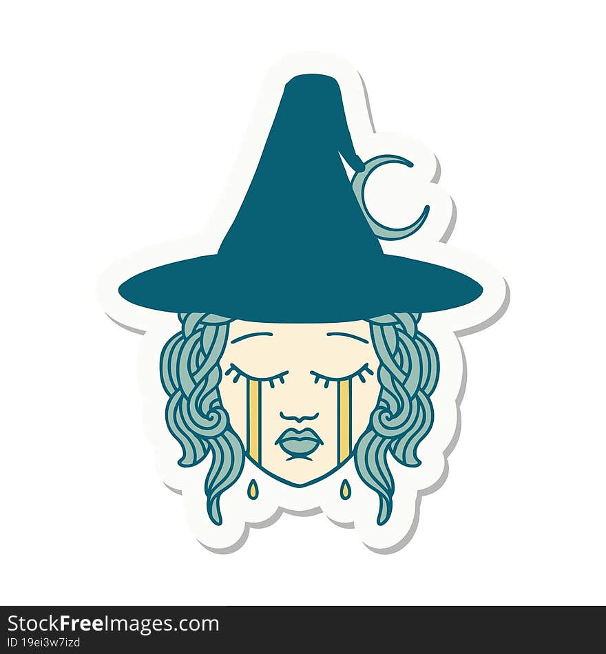 Crying Human Witch Character Sticker