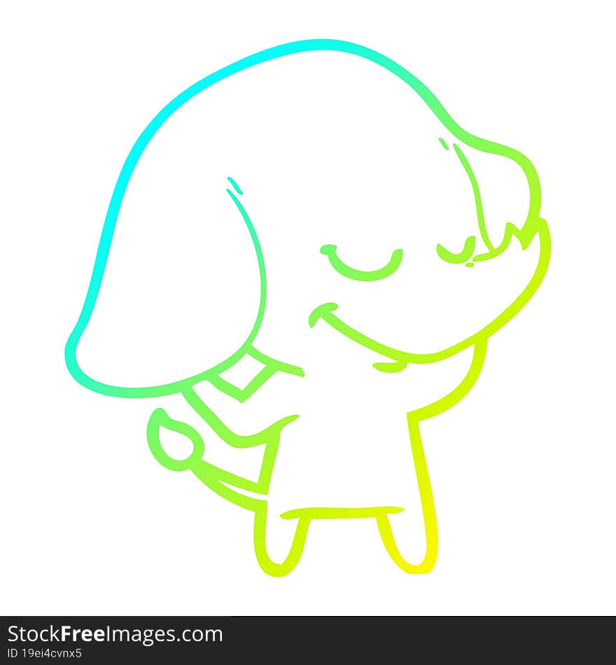 cold gradient line drawing cartoon smiling elephant