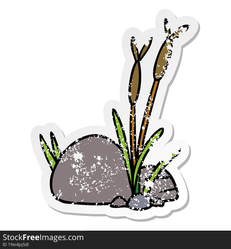 distressed sticker cartoon doodle of stone and pebbles