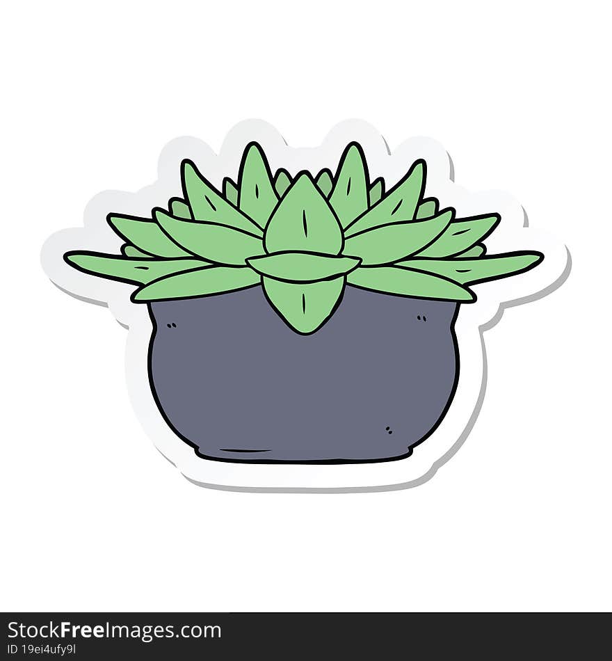 sticker of a cartoon succulent plant