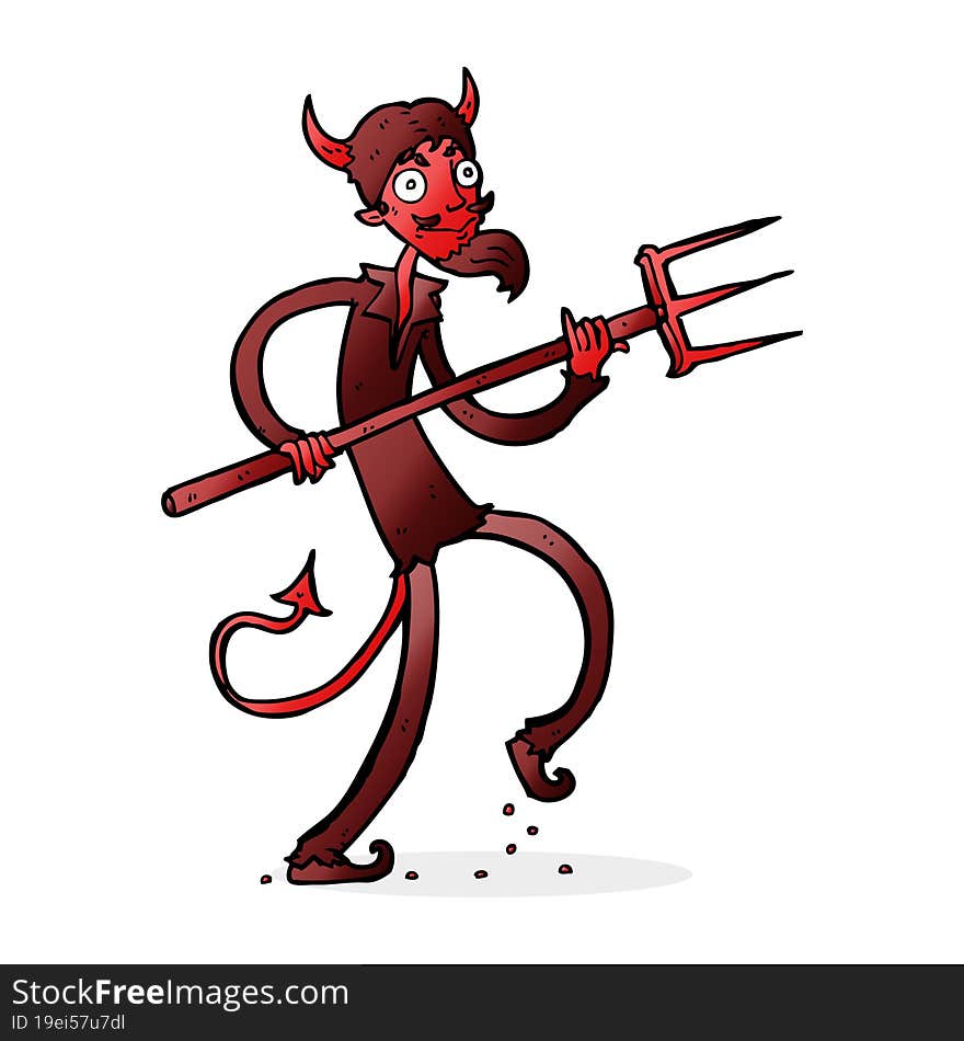 cartoon devil with pitchfork