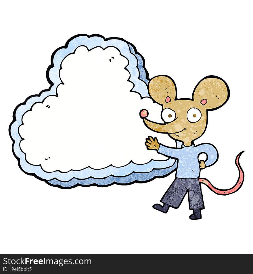 Cartoon Mouse With Cloud Text Space