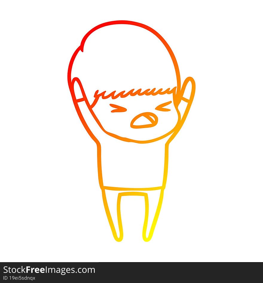 warm gradient line drawing cartoon stressed man