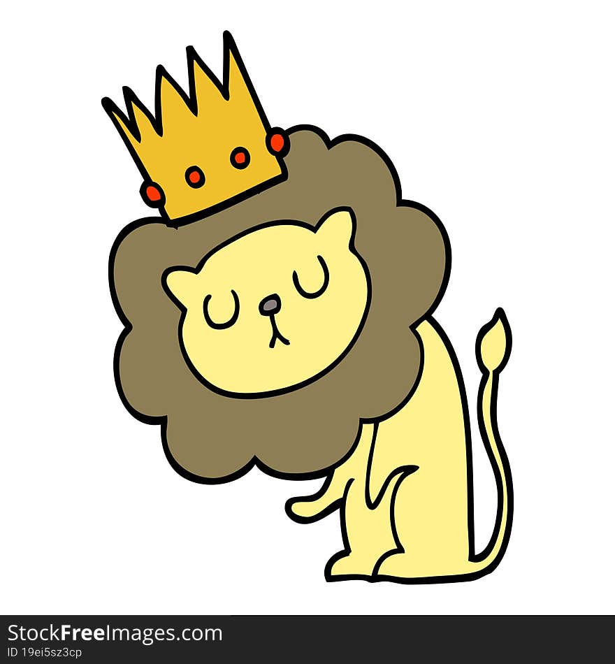 Cartoon Lion With Crown