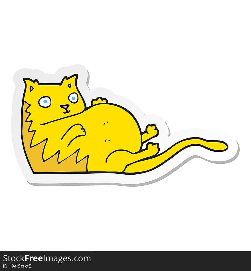 Sticker Of A Cartoon Fat Cat