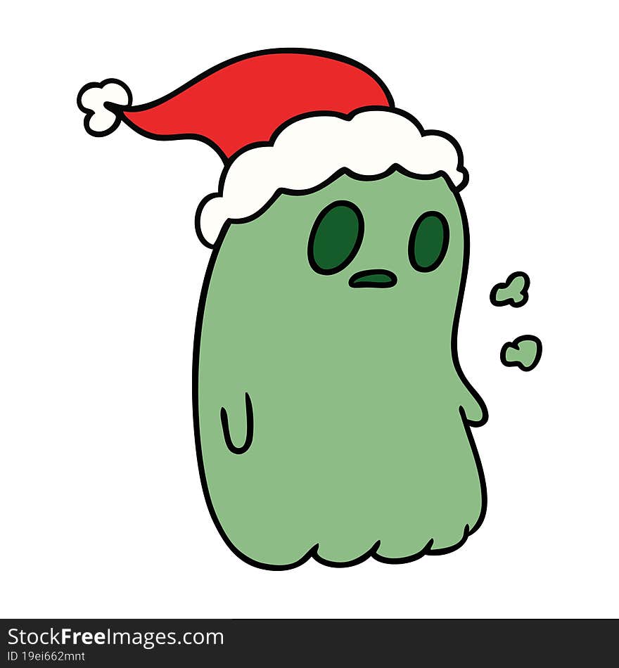 hand drawn christmas cartoon of kawaii ghost