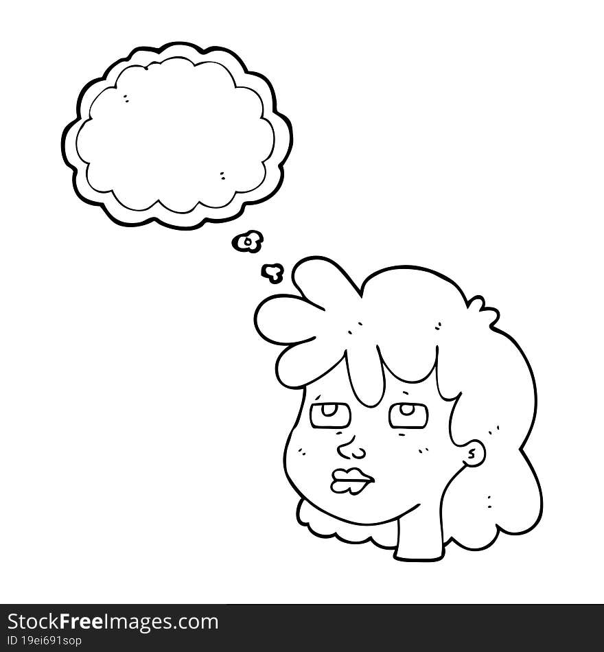 Thought Bubble Cartoon Female Face