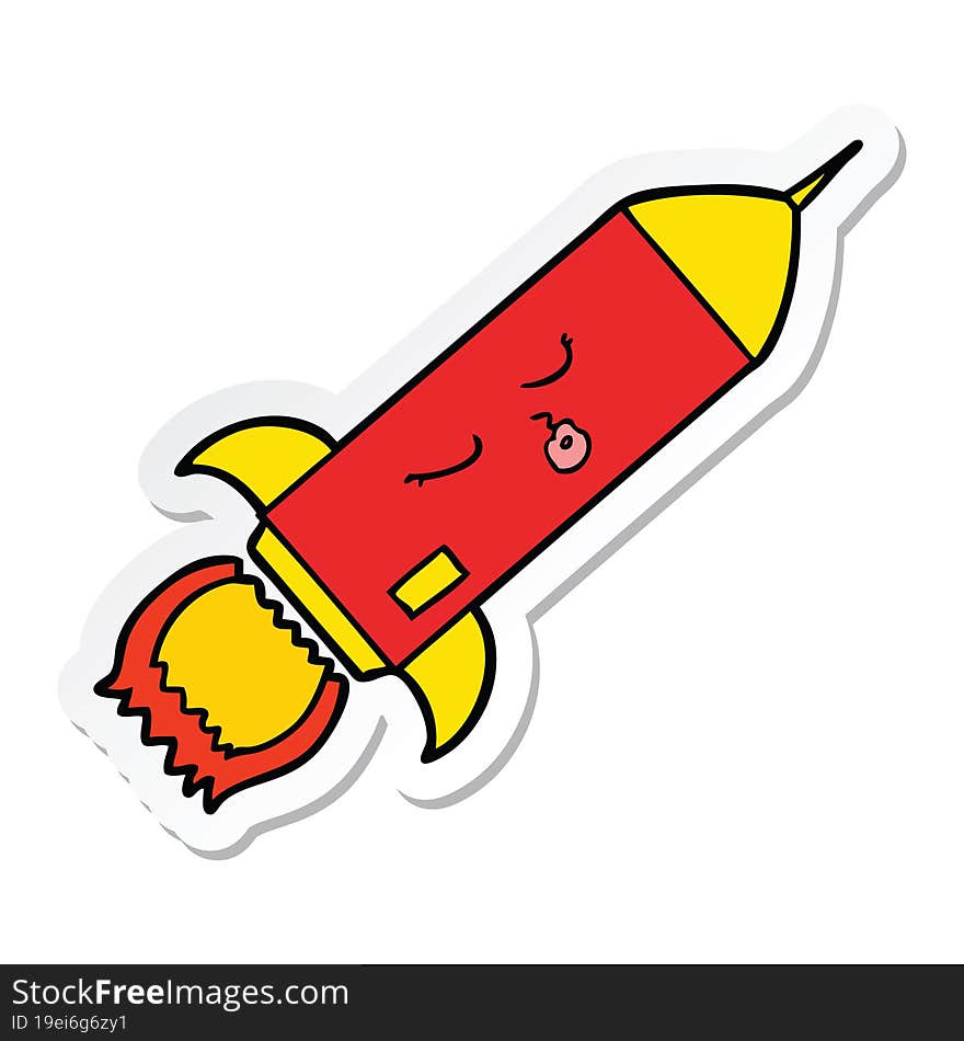 Sticker Of A Cartoon Rocket