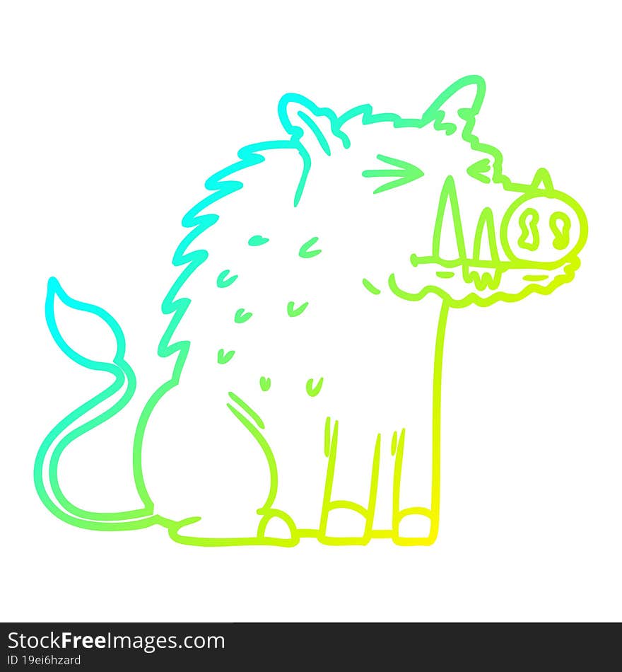 cold gradient line drawing cartoon warthog