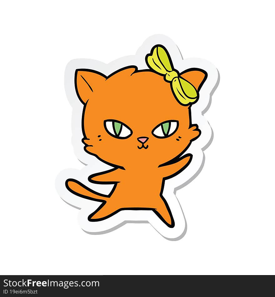 Sticker Of A Cute Cartoon Cat