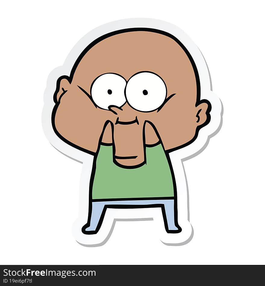 sticker of a cartoon bald man staring