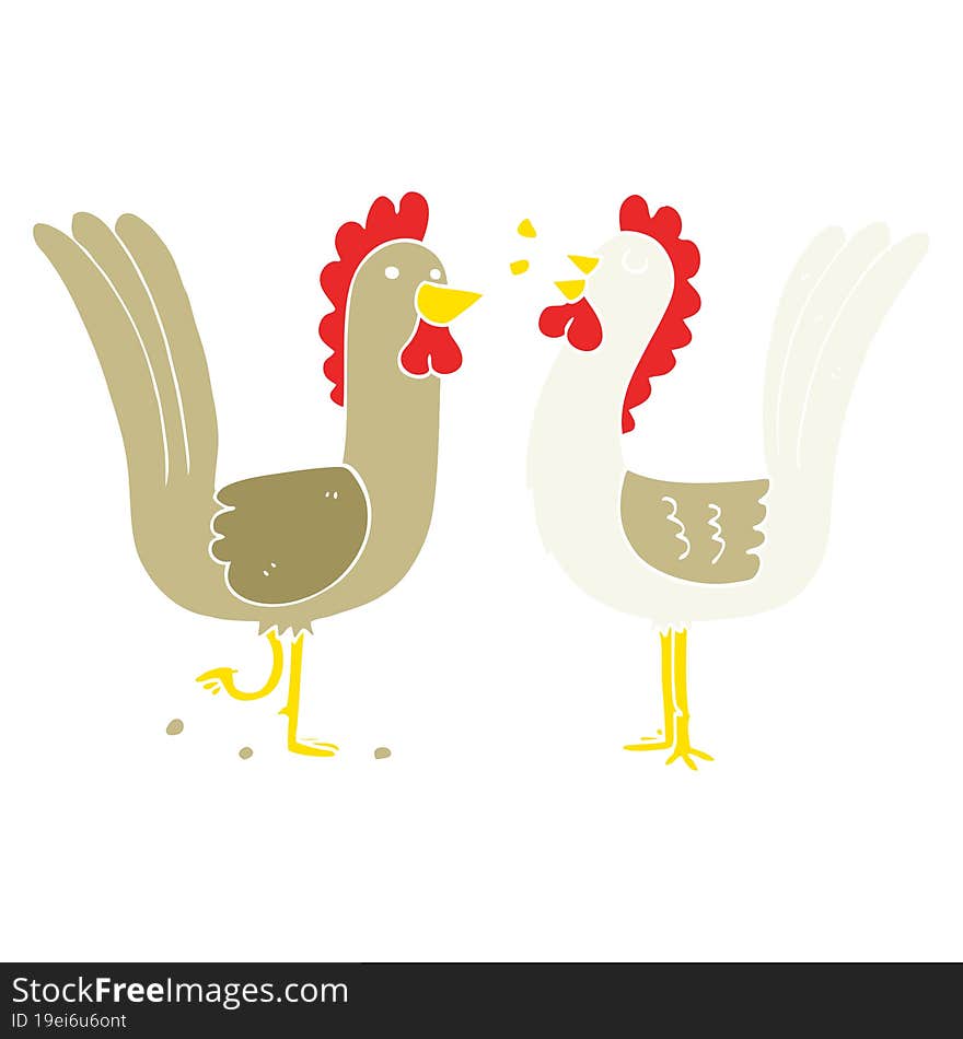 flat color style cartoon chickens