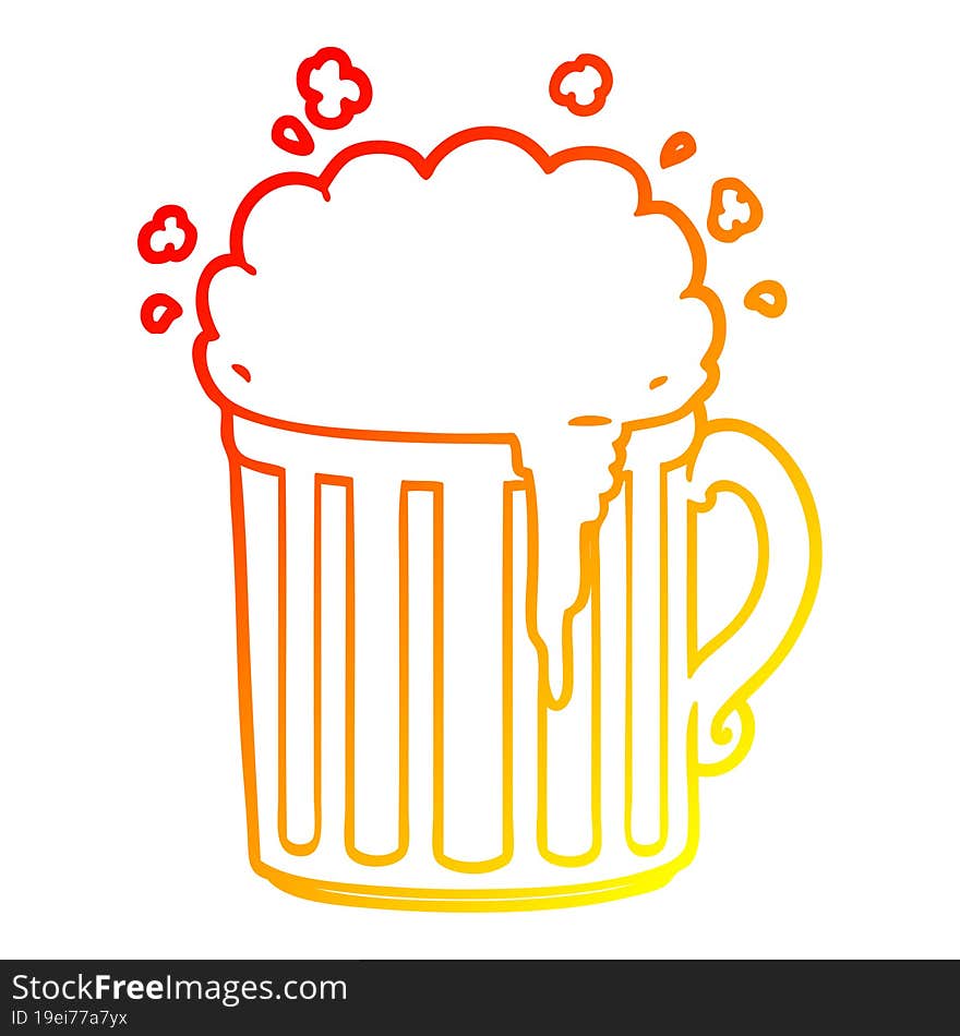 warm gradient line drawing cartoon mug of beer