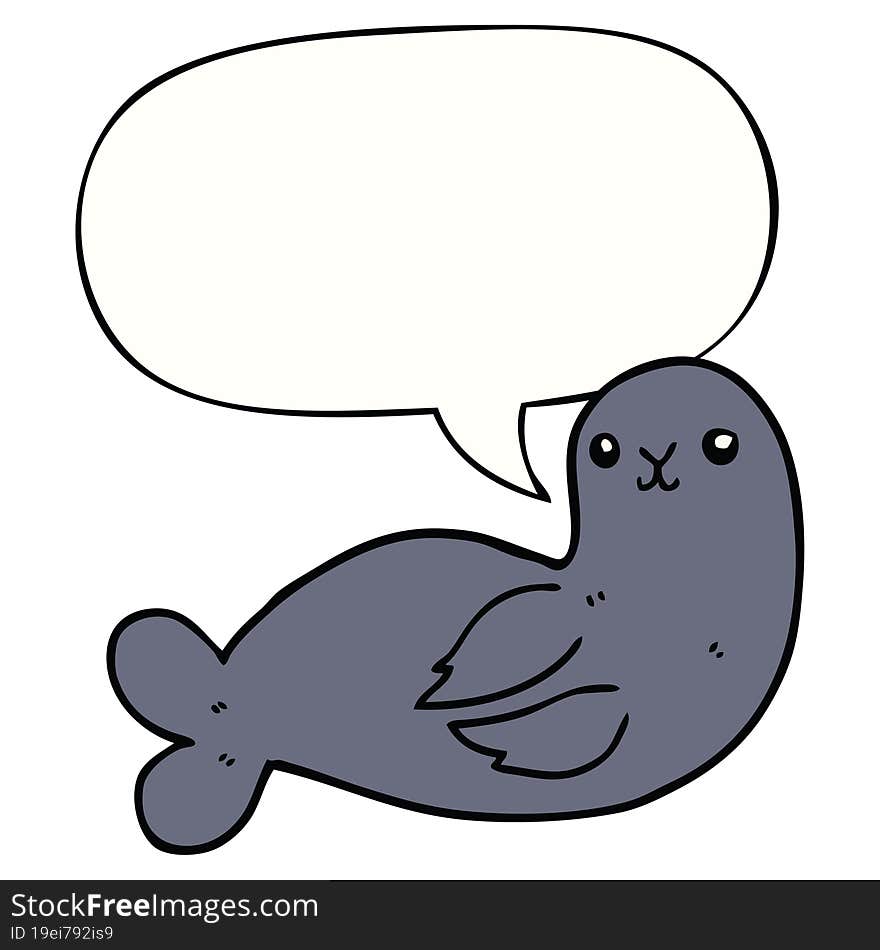 cartoon seal and speech bubble