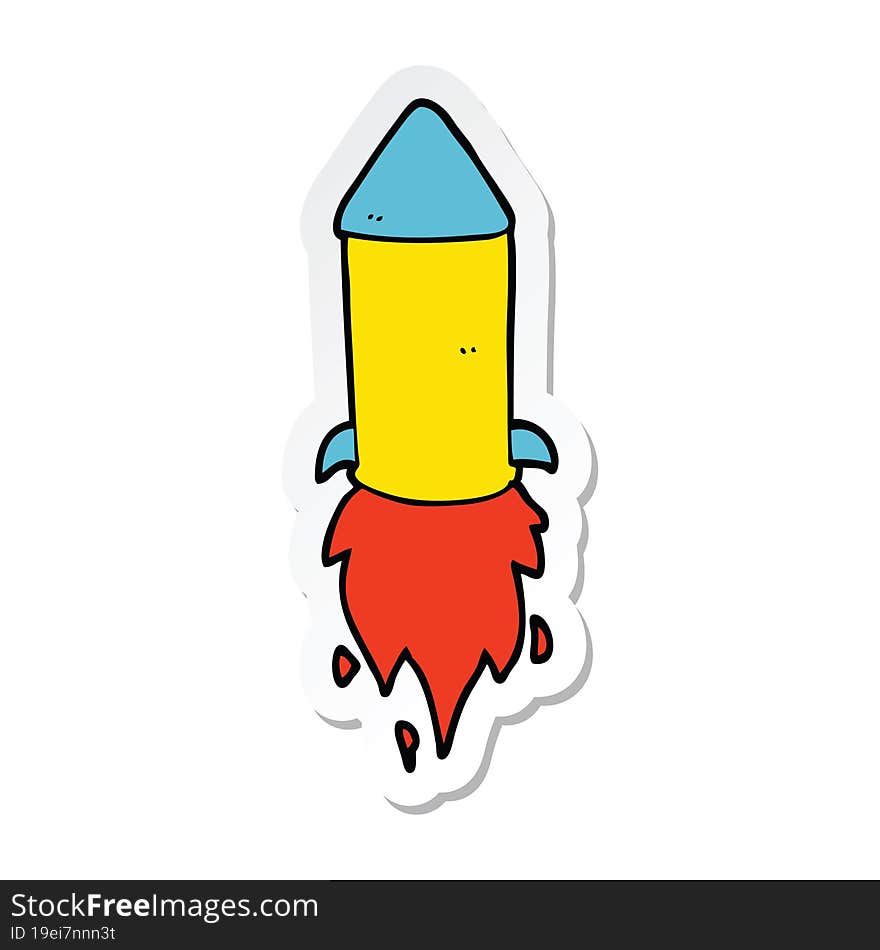 Sticker Of A Cartoon Rocket