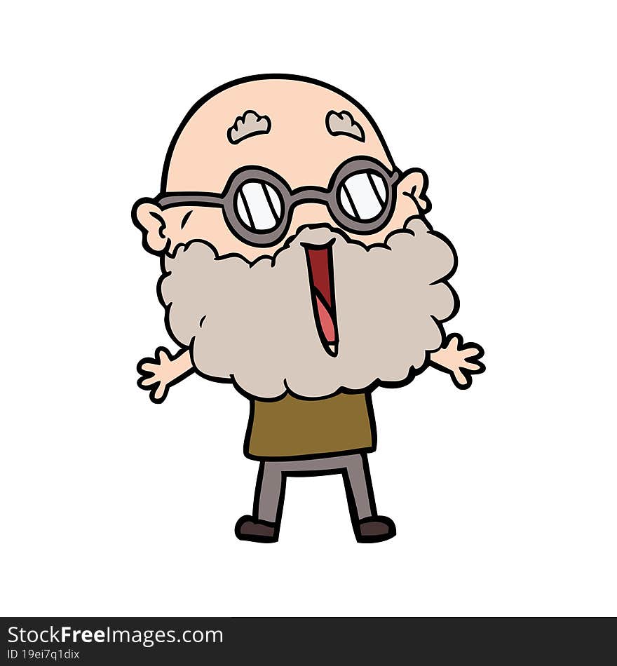 cartoon joyful man with beard. cartoon joyful man with beard