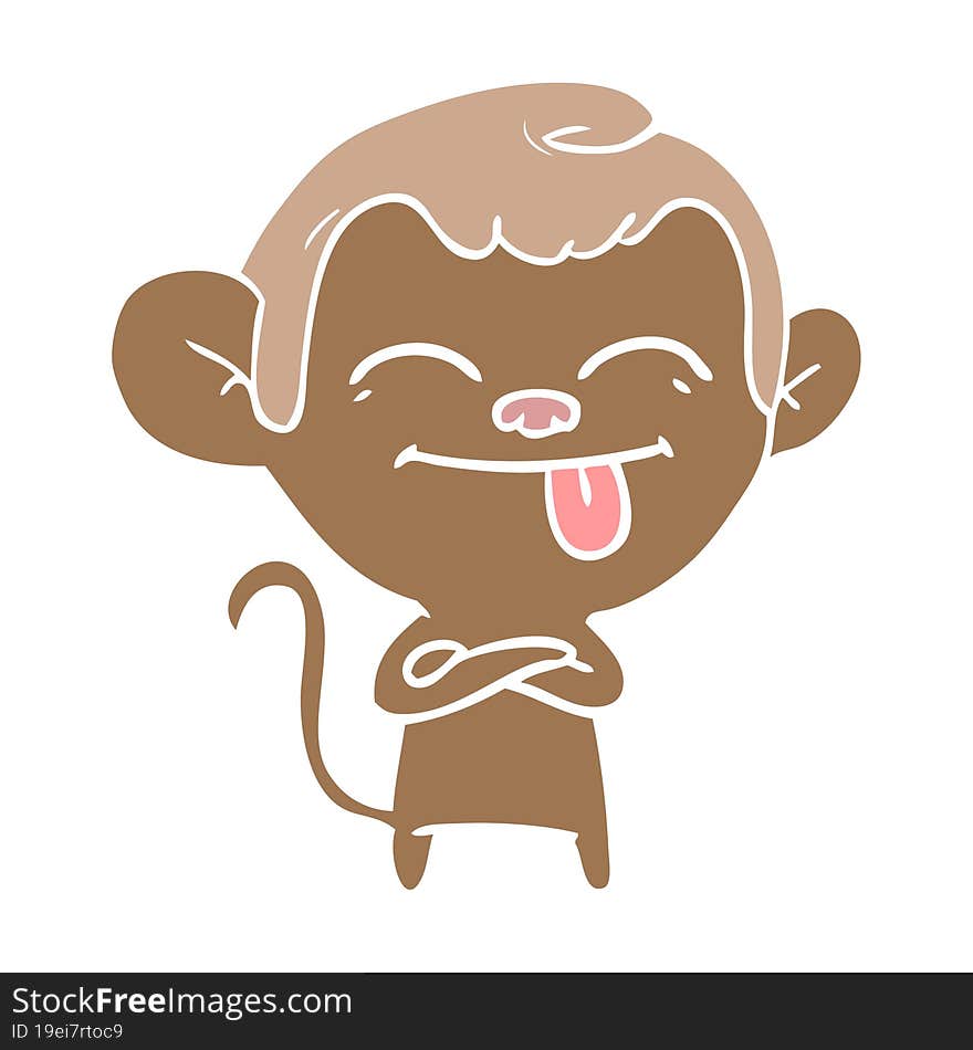 funny flat color style cartoon monkey