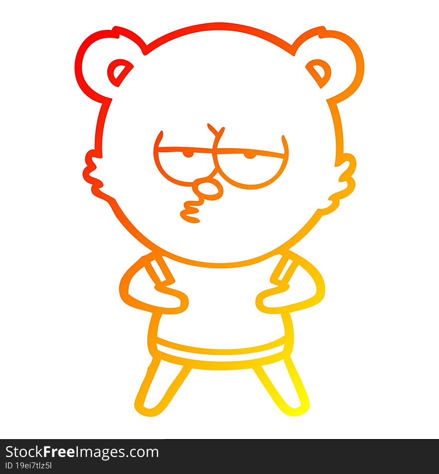 warm gradient line drawing bored polar bear cartoon