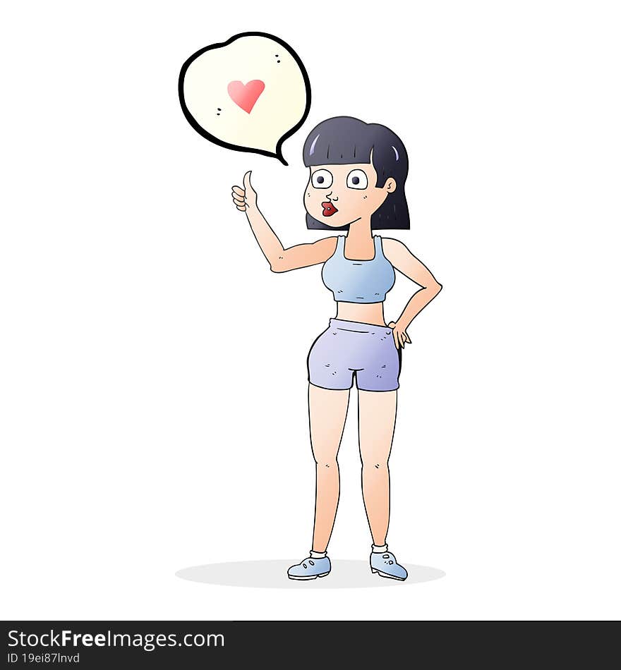 freehand drawn speech bubble cartoon gym woman