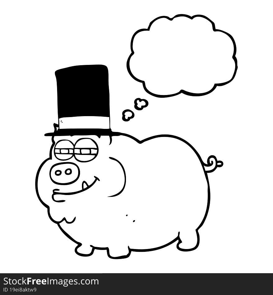 Thought Bubble Cartoon Rich Pig