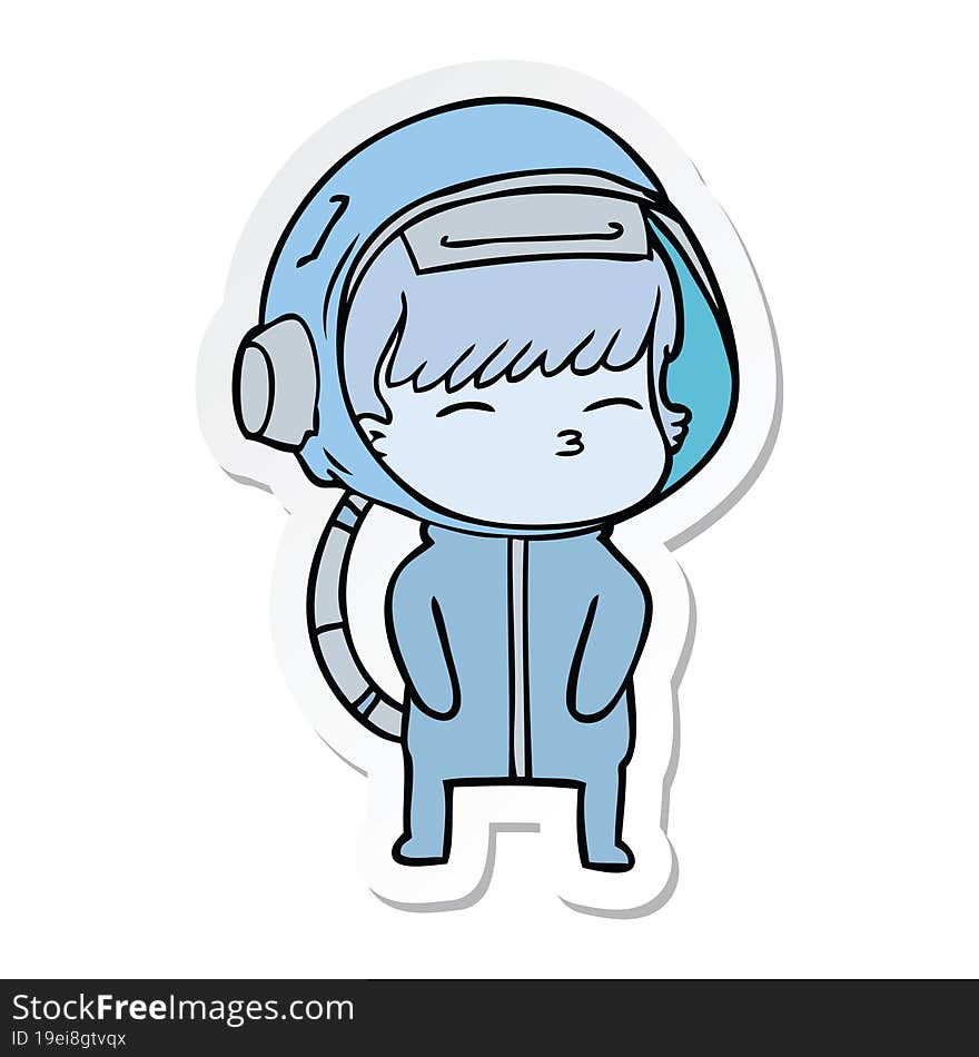 sticker of a cartoon curious astronaut