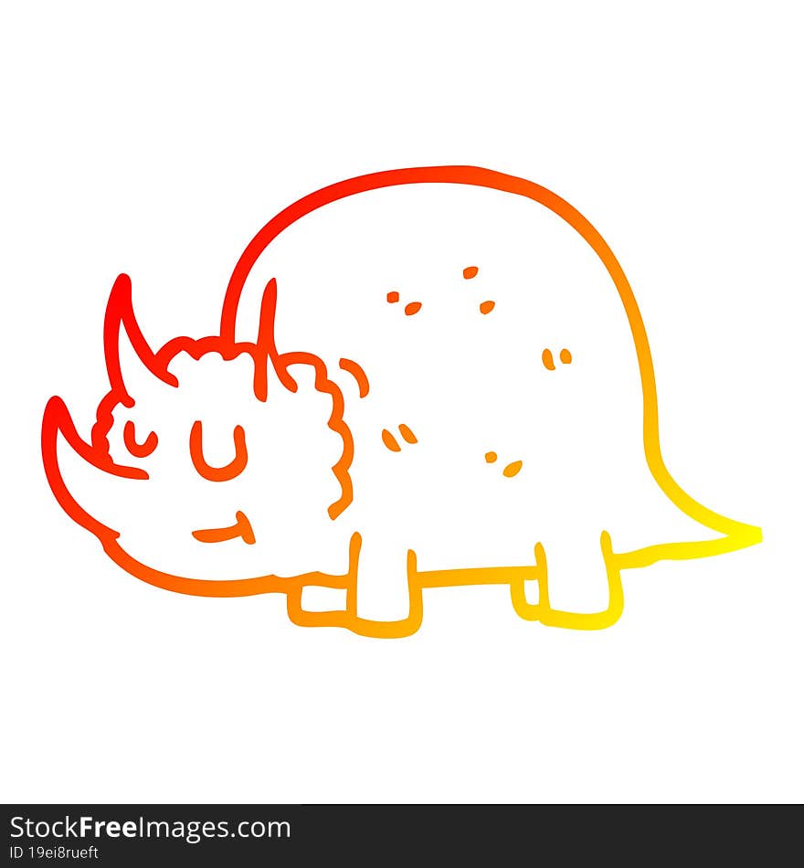 warm gradient line drawing of a cartoon prehistoric dinosaur