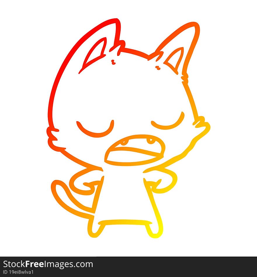 warm gradient line drawing talking cat cartoon