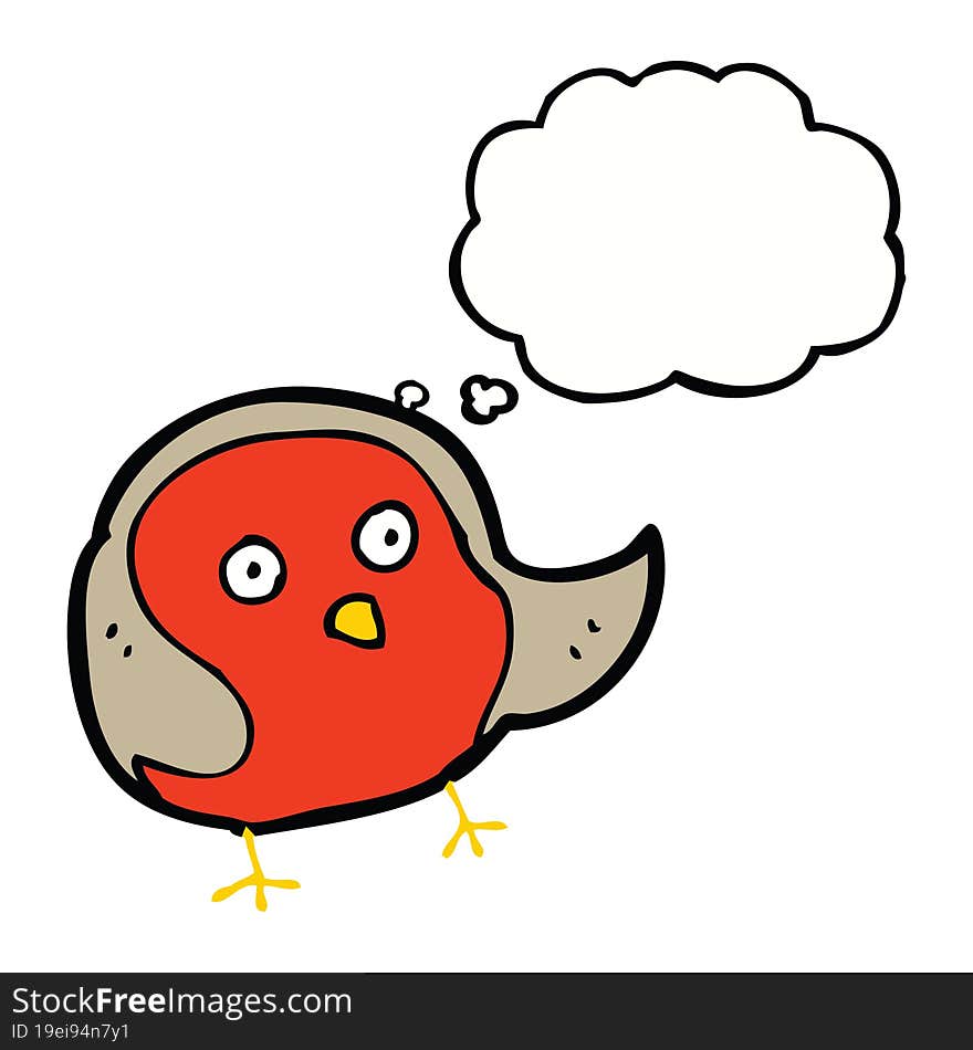 cartoon robin with thought bubble