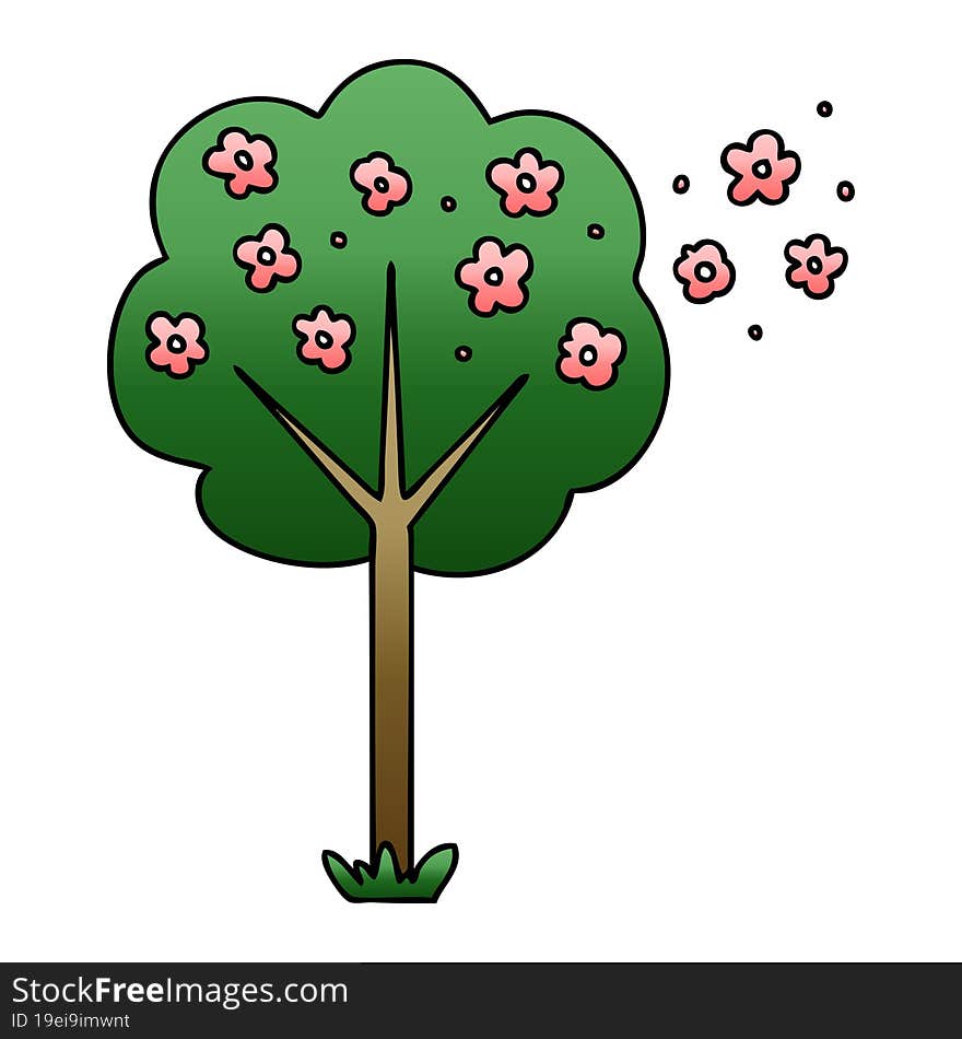 Quirky Gradient Shaded Cartoon Tree