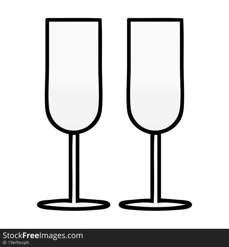 Gradient Shaded Cartoon Champagne Flutes