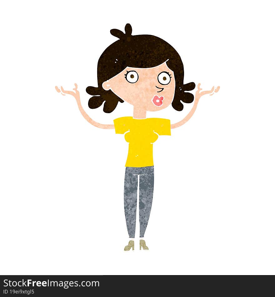 cartoon woman throwing arms in air