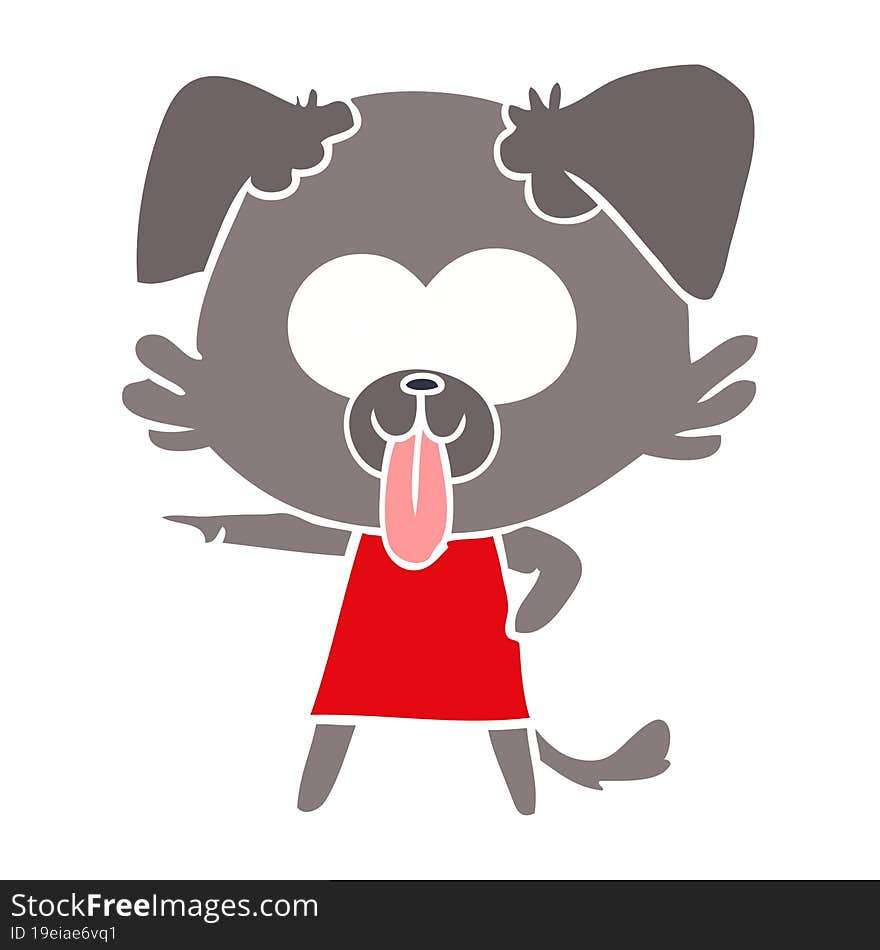 flat color style cartoon dog with tongue sticking out