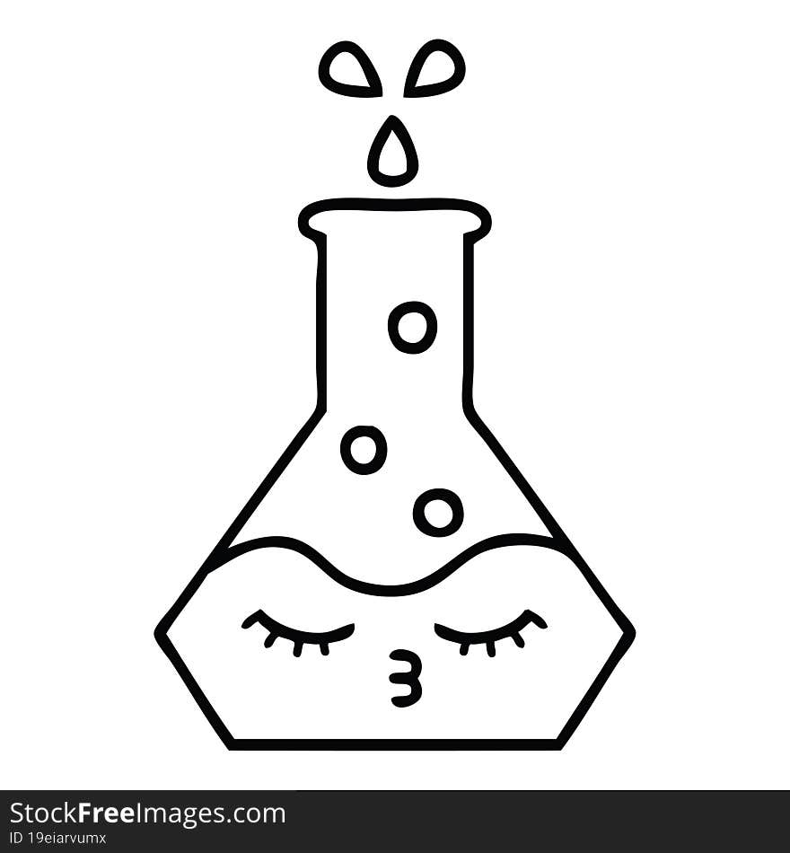 line drawing cartoon science beaker