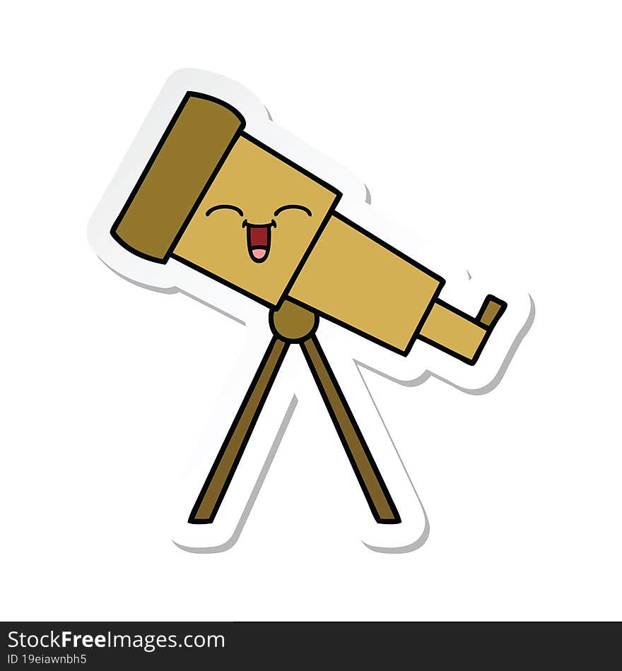 Sticker Of A Cute Cartoon Telescope