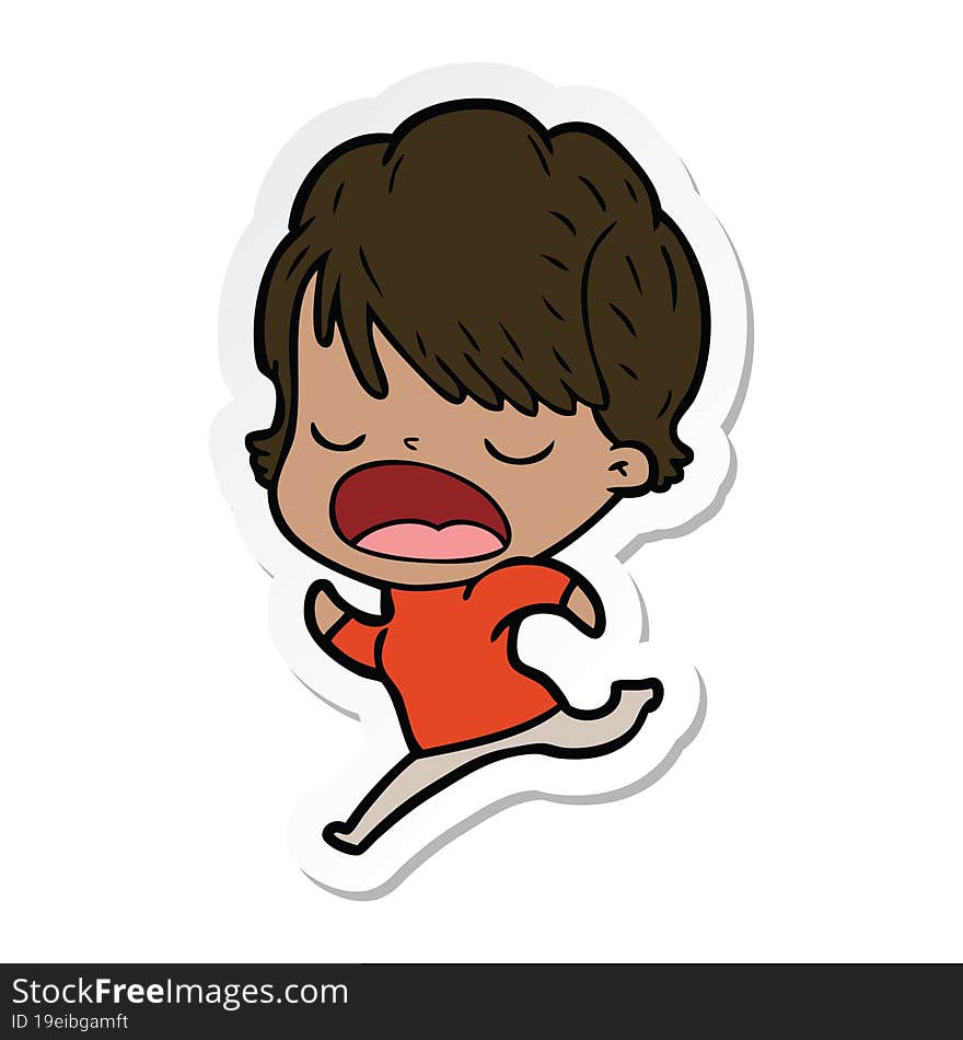 Sticker Of A Cartoon Woman Talking