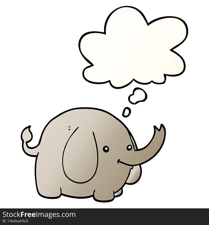 cartoon elephant and thought bubble in smooth gradient style