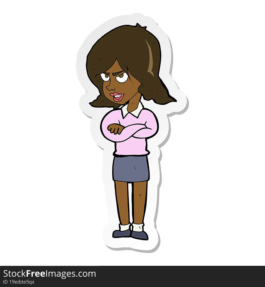 sticker of a cartoon angry woman