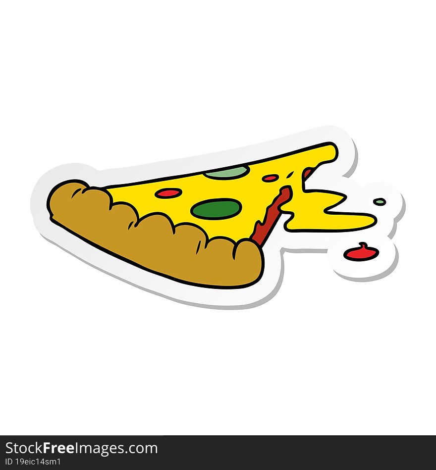 sticker cartoon doodle of a slice of pizza